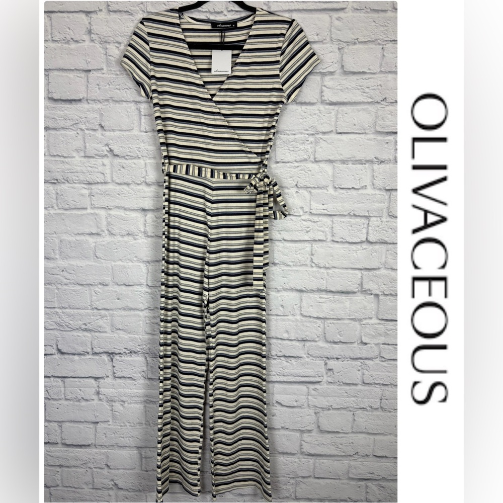 NWT Olivaceous striped ribbed jumpsuit size M